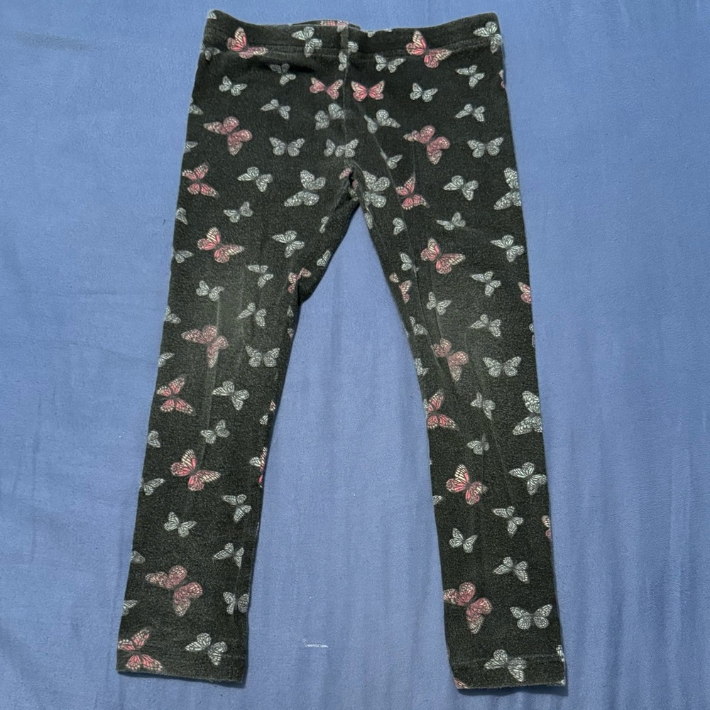 George Toddler Girls Butterfly Print Leggings Grey/Pink Size XS (4-5)